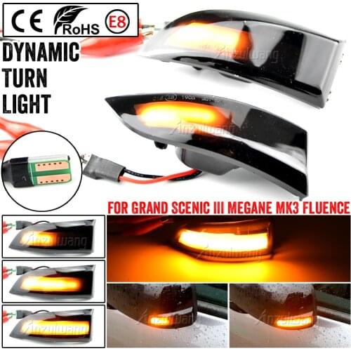 2X LED Dynamic Turn Signal Light Side Mirror Sequential Indicator Lamp For Renault Megane MK3 Scenic Fluence Latitude Safrane