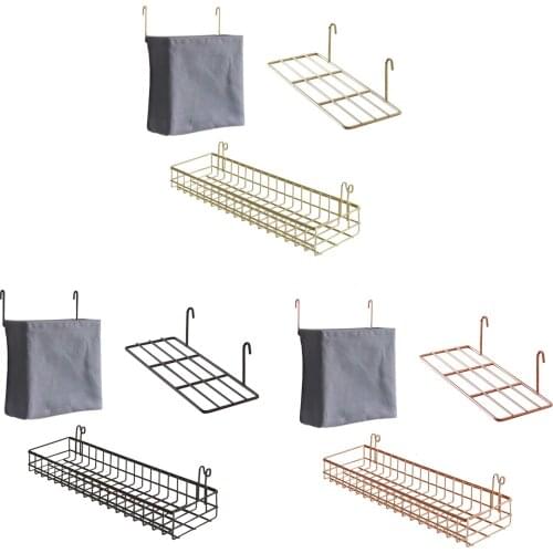 3 Pcs Storage Rack Wall Grid Panel Basket Hanging Bag Display Shelf with Hooks Wall Organizer and Storage Shelf for Home Supplie