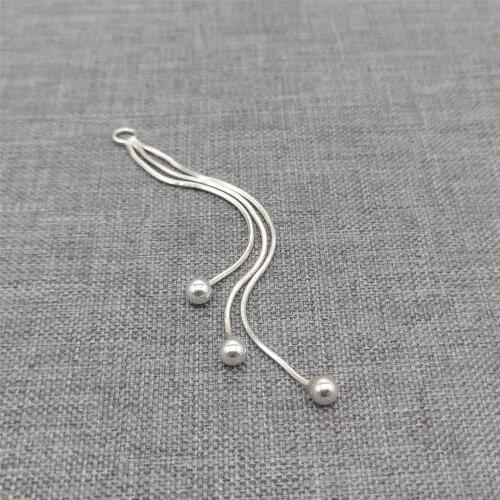 4 Pieces 925 Sterling Silver Snake Chain Tassel Charms w/ Beads for Earring