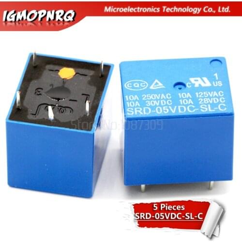 5PCS Relay SRD-05VDC-SL-C SRD-05VDC-SL SRD-05VDC SRD-05V relays 5PINS 5V DC High Quality