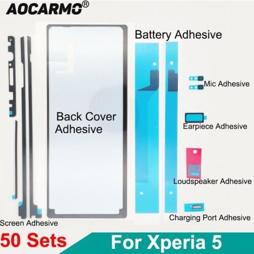 50 Sets/Lot Rear Back Cover Sticker Battery Mic Earpiece Loudspeaker Glue Full Set Adhesive For SONY Xperia 5 / X5 / J8210 J9210