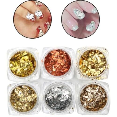 6 Boxes Nail Sticker Shiny Foil Fashion Nail Art Decor Finger Tip Stickers DIY Manicure Decal Sequin Tools