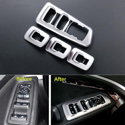 Car Styling Window Lift Adjust Switch Cover Trim Chrome ABS Frame Decor Covers For Ford Explorer 2011 2012 2013 2014 Accessories