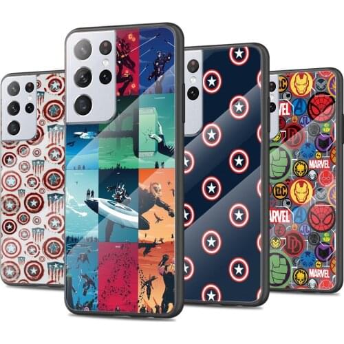 Captain America Marvel Tempered Glass Cover For Samsung Galaxy S21 Plus Ultra M21 M31 M51 A52 A72 Phone Case Coque