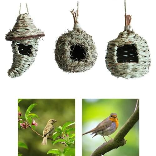 Hummingbird House,Grass Hand Woven Bird Hut Nest Natural Outside ing