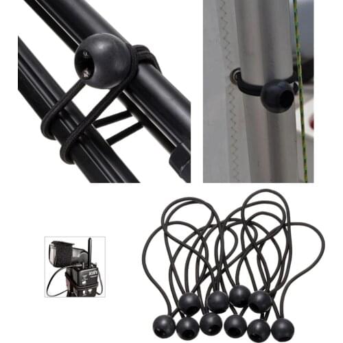 10pcs Bungee Loop Strap Black Ball Elastic Cords for Camping Tent Pavilion Tarpaulin Banner Heavy Duty