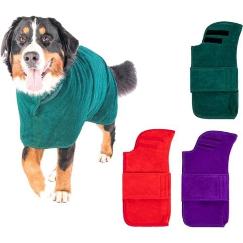 Dog Bathrobe Pet Dog Bath Towel for Small Medium Dog Microfiber Absorbent Pajamas Bath Robe Pet Quick Drying Dressing Gown Towel
