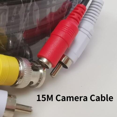 15FT Audio Video Power Camera Cable 15m 12V DC BNC RCA CCTV Cable 1pcs free shipping CCTV DC Power Extension Cable Cord 15 Meter