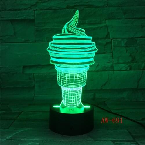Creative Ice Cream Lamp 3D Deco Vision Desk Night Light Multicolor Touch Sensor Led USB Desk Lampara Baby Sleeping Light AW-691