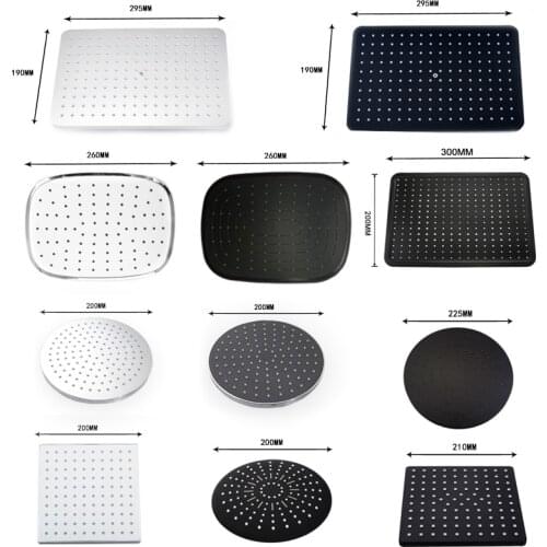 Bathroom Round Square Showerhead Big Panel Bath Rainfall Shower Head Wall & Ceiling Mount 8/10/12 Inch Rain Shower Chrome Black