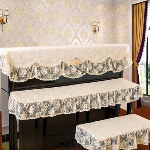 Korean style lace dustproof piano cover half cover for piano keyboard cover cloth dustproof towel cover for piano bench