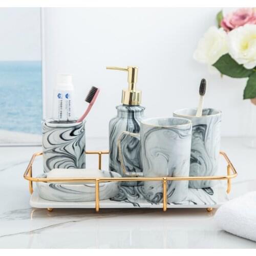 Nordic Marble Pattern Mug Korean Couple Home Wash Brushing Cup Simple Ceramic Net Red Set Tray