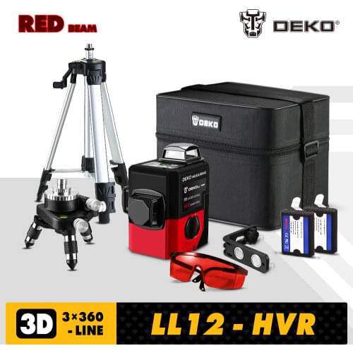 DEKO LL12HVR/G 12Lines 3D Laser Level Self-Leveling 360 degre Horizontal & Vertical Cross Powerful Outdoor