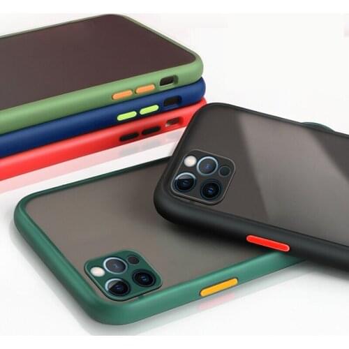 Matte Phone Case For iPhone 11 Pro Max 12 11Pro X XS XR 7 8 Plus SE 2020 6S Silicone Hybrid Cover Camera Protection Phone Cover