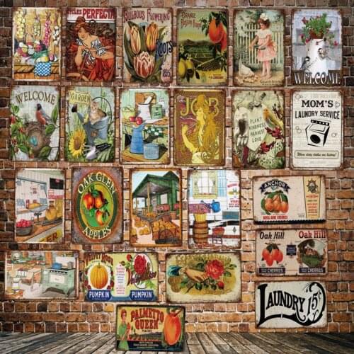 [ Mike86 ] Kitchen Laundry Flowers Bird Garden Fruit Metal Sign Vintage Store Retro Iron Painting Poster Art 20*30 CM LT-1889