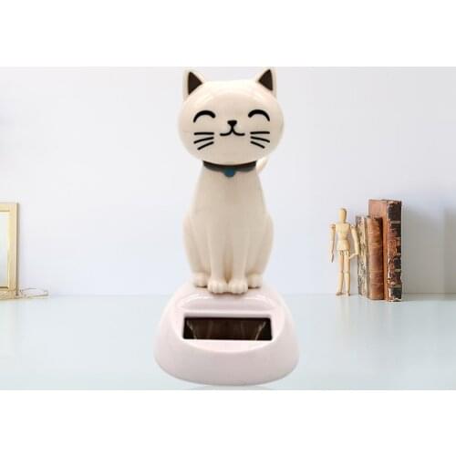 Solar Power Lovely Shaking Head Little Cat Desk Table Top Home Interior Dashboard Decoration Plastic Bobble Head Doll