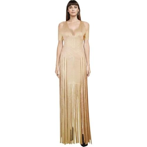 Fashion Women Sexy V Neck Short Sleeve Midi Bandage Elegant Party Dress