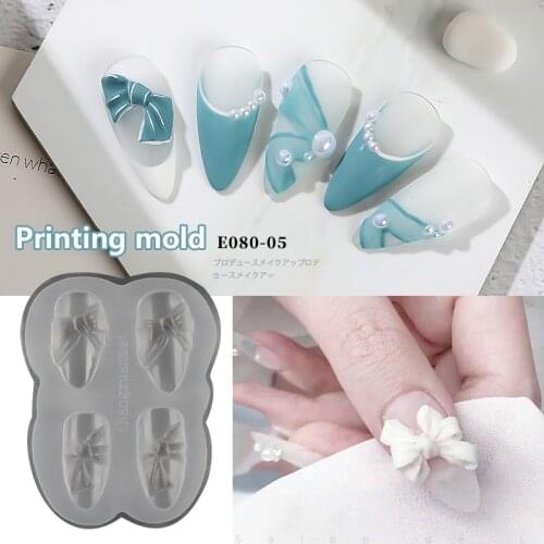 New3D Silicone Nail Mold Candy Bear Bow Carved Abrasives Nail Decoration Durable Carving Mold Crystal Powder Nail Art Tool TSLM1