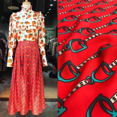 New rope digital printing fashion womens clothing fabric for dress shirt parent-child wear polyester twill printed cloth