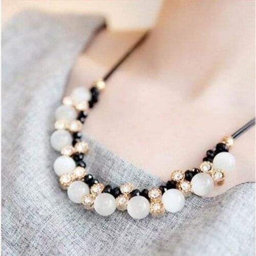 New arrive fashion chokers necklaces for women clear crystal stone with rhinestone design necklace leather rope chain #NL042