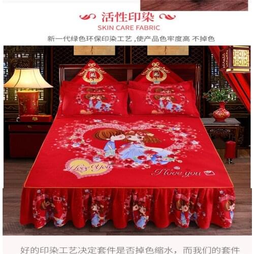 2019 new products Twill thickening Pleated lace Bedspread Fitted Sheet Pillowcases 2/3 pcs Princess Lace Bedding Bed