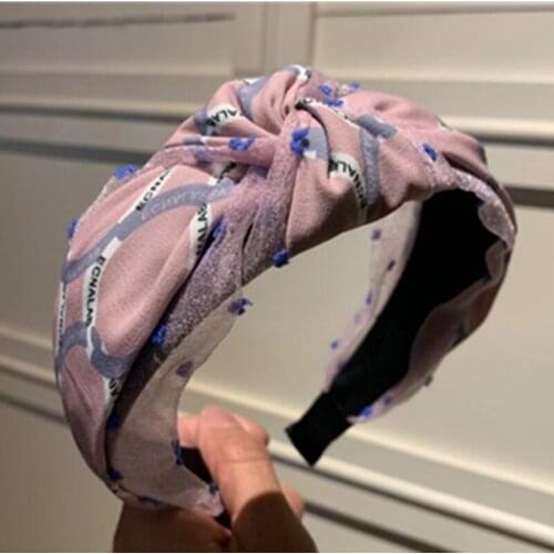 Women Mesh Dots Head Band Knotted Center Not Slip Adults Girls Hair Accessories Hairband Hair Hoop Ladies Wide Hairbands Knot