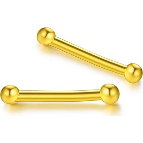 Solid 24K Yellow Gold Earrings Women Smooth Small Stud Earrings 0.22g