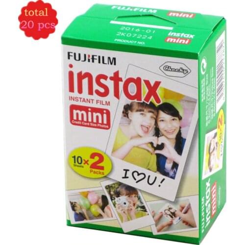 Original 20pcs/box Fujifilm instax mini film 20 sheets white Edge 3 Inch wide film paper for Instant Camera mini 8 7s 25 50s 90