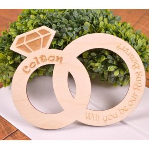 Personalized wooden Ring bearer badge flower girl proposal Gifts cards Bridal Shower Party Bachelorette Party invitations