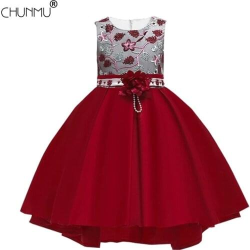 Flower Girl Dress Elegant Princess Dresses Wedding Party Lace Embroidery Formal Trailing Dress Girl Birthday Party Dress