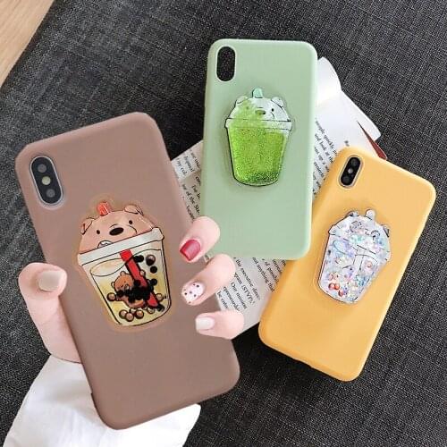 Lovely Drink Cup Case for Huawei Mate 40 30 20 Pro 10 9 Lite SE Nova Smart Lite 2 Plus Cute Squishy Bear TPU Cover