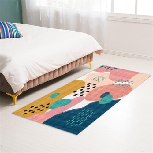 Pink Color Block Bedroom Bedside Mat Fresh Cute Nordic Non-slip Kitchen Carpet Floor Mat For Bathroom Washable Doormat