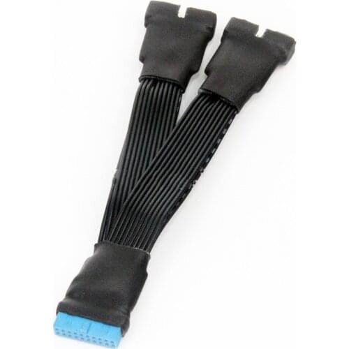 USB 3.0 19Pin/20Pin female to male Y Splitter motherboard extension Flat cable