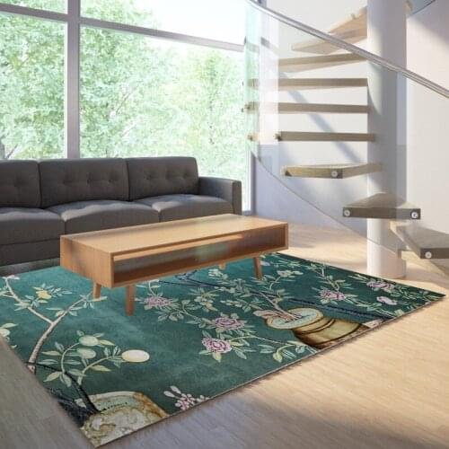 Reese Velvet Lint Free Soft Carpets Living Room Traditional Chinese Lotus Osmanthus Kumquat Area Rugs Bedroom Anti Slip Washable