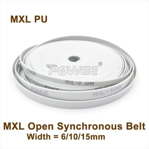 POWGE 50meters MXL PU Open Timing Belt Width 6/10/15mm MXL Synchronous Belt Fit MXL Timig Pulley MXL-6 MXL-10