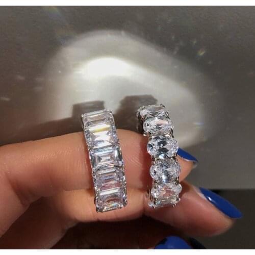 Handmade Eternity Promise Crystal Ring AAA Cz Zircon Engagement Wedding Band Rings for women Men Finger Party Jewelry
