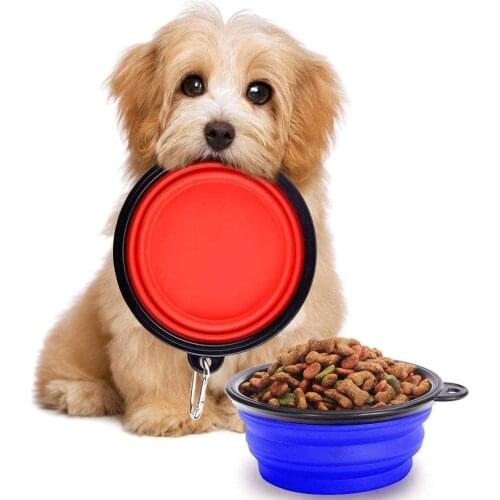 Foldable Dog Bowl Silicone Portable Collapsible Pet Cat Dog Food Water Storage Feeder Travel Outdoor Feeding Bowl Container