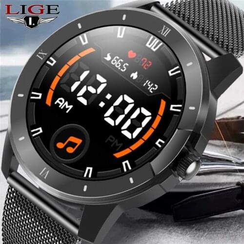 LIGE 2021 New Smart Watch Men Full Touch Screen Sports Fitness Watch IP68 Waterproof Bluetooth For Android Ios Smartwatch Men
