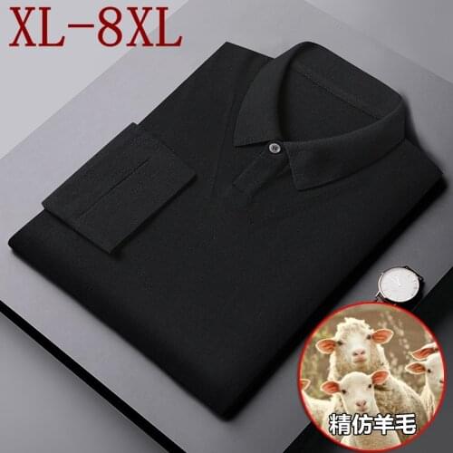 8XL 7XL 6XL 2021 New Fall Winter 100% Wool Sweater Men Polo Shirt Thick Warm Mens Sweaters Top Quality Business Male Pullovers