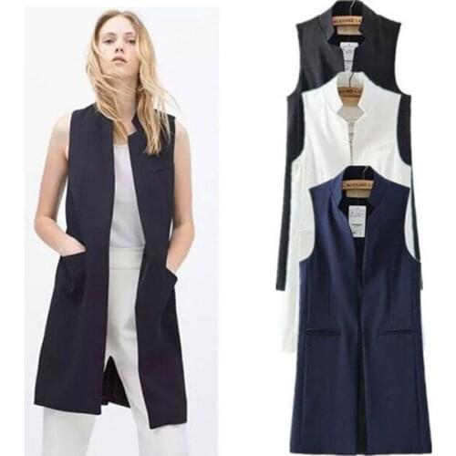 Women Ladies Summer Outerwear Coat Sleeveless Long Waist coat Jacket