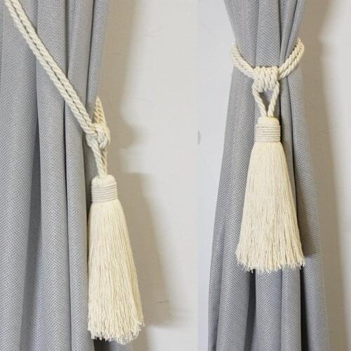 1pc Black Cotton Curtain Tassel Tieback Holder Curtain Accessory