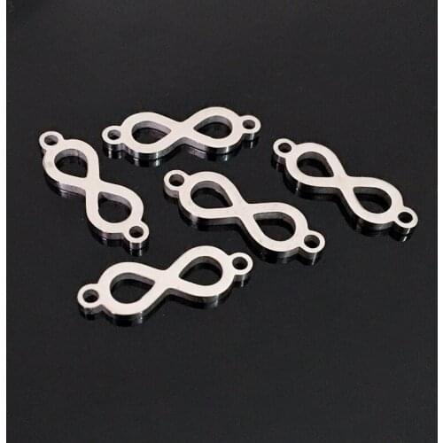 10pcs Infinity Stainless Steel Charm Double Hole Stainless Steel Connect Charm for DIY Cord Bracelet Necklace Making