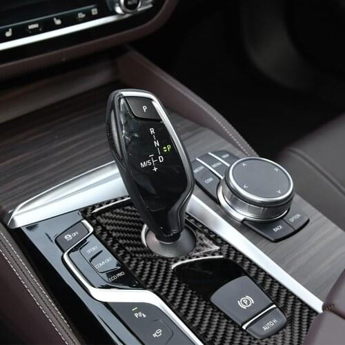 2pcs Real Carbon Fiber Interior Gear Shift Panel and Gear Set Car Stickers Solid Color fit for BMW 5 Series G30 2018 Accessories