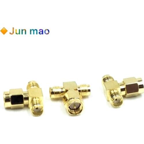2ps SMA Male Hole to Two SMA Female Neelde Triple T RF Adapter Connector 3Way Splitter SMA-JKK SMA-KJK Copper RF Radio Frequency