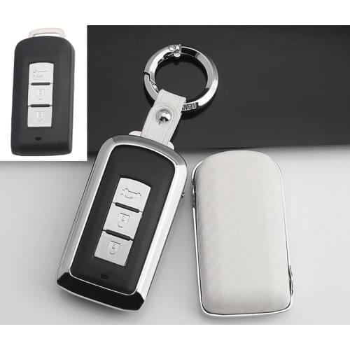 2019 Fashion Carbon fiber+Zinc alloy Car Key Case Cover For Mitsubishi Outlander Lancer 10 Pajero Sport ASX RVR L200 3 Buttons