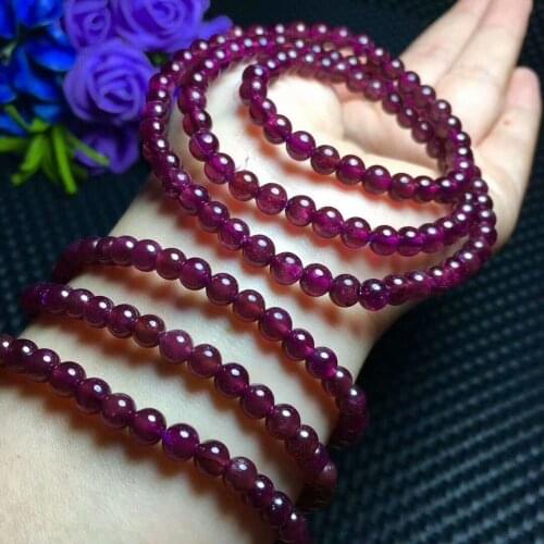 3rows Natural Red Garnet Crystal Beads Bracelet 5mm AAACX