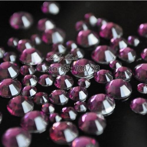 400 pcs 2mm - 6mm Mix Size Grape Purple Resin Acrylic Round Rhinestone Flatback Crystal Rhinestones Nail Art Decoration N17
