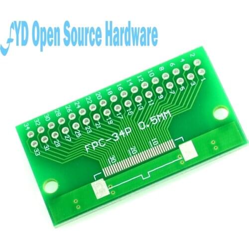 5pcs FPC 34PIN DIP adapter board FFC to 2.54 TFT LCD spacing 1mm and 0.5mm