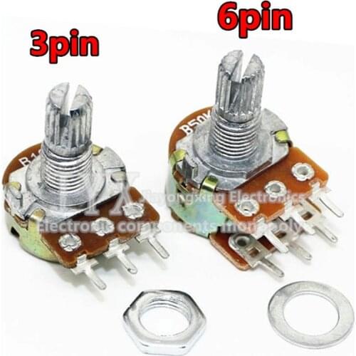 5pcs WH148 B1K B2K B5K B10K B20K B50K B100K B250K B500K B1M 3pin 15mm 1K 2K 5K 10K 20K 50K 100K 250K 500K 1M