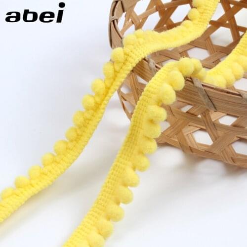 5Yards 12mm Yellow Pompom Lace Ribbon DIY Wedding Craft Handmade Sewing Pom Pom Fringe Lace Trims Special Lace Fabric Supplier
